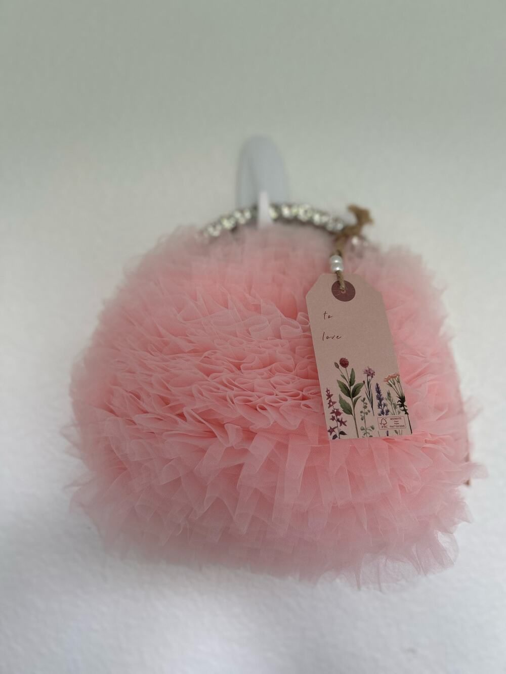 Jewel by Badgley Mischka Pink Tulle Layered Ruffle Pouch Clutch - OS
